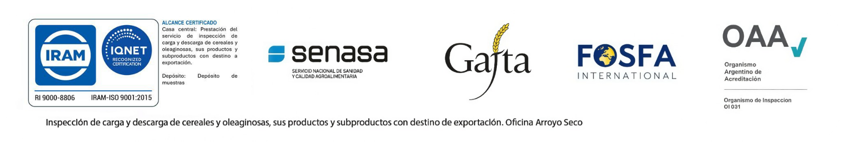 Williams certifications: IRAM ISO 9001:2015 · IQNet, SENASA, GAFTA, FOSFA International and OAA
